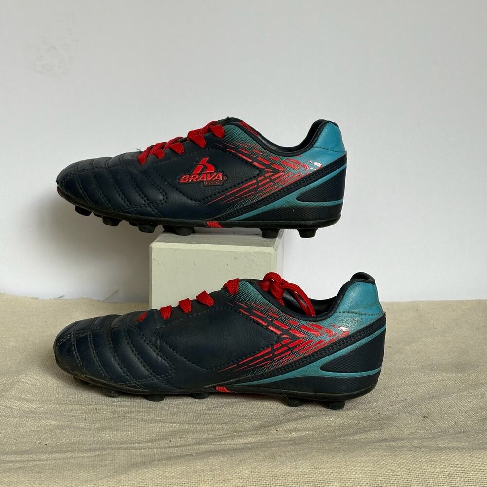 Brava Soccer Boys Size 1D Navy Blue Red Molded Cleats Youth Football Outdoor - Picture 3 of 7